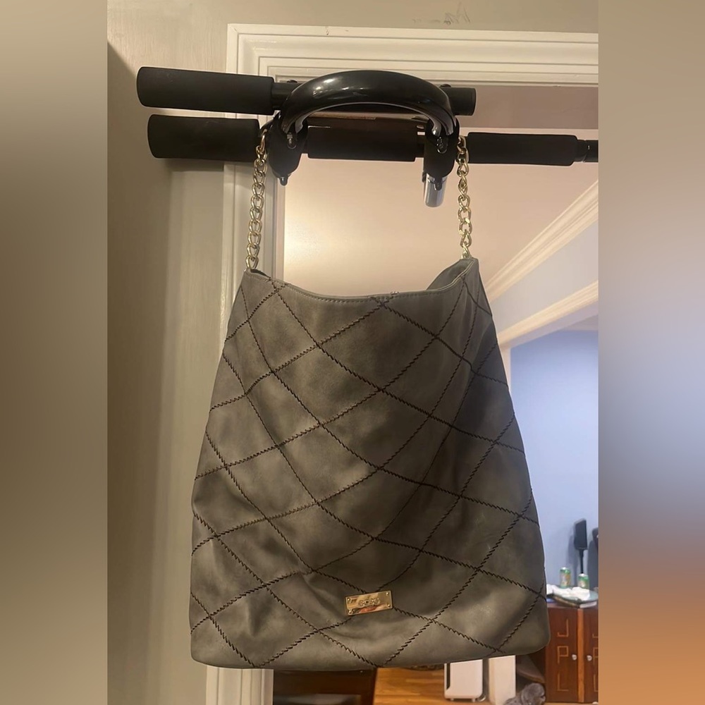 BCBG Gray Quilted Finish Bag